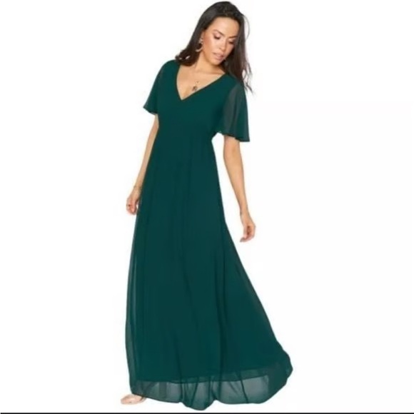 ANTHOLOGIE ERIN FETHERSON Size 2 Empire Maxi Dress Emerald Green - Picture 1 of 7